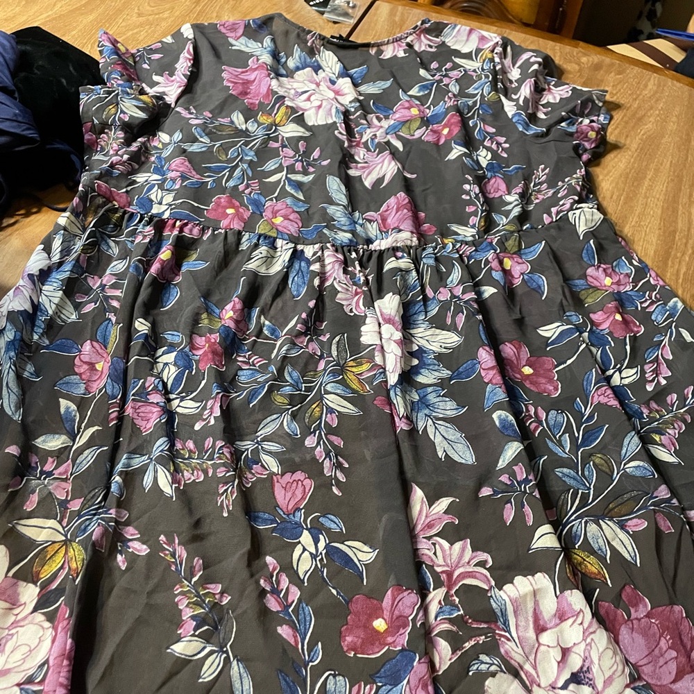 Torrid Gray and Pink Floral Tunic Dress